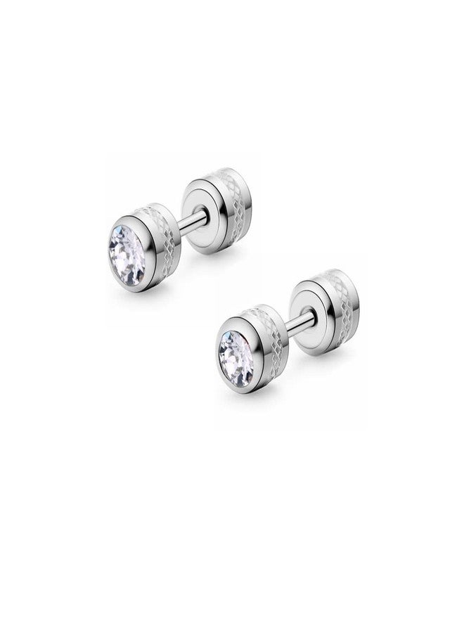 CVAYU Hypoallergenic double sided diamond Stud Earrings For Womens Secure Safety Screw back Cartilage CZ Stud Earrings (4mm Steel (2 Pairs)) - Image 5